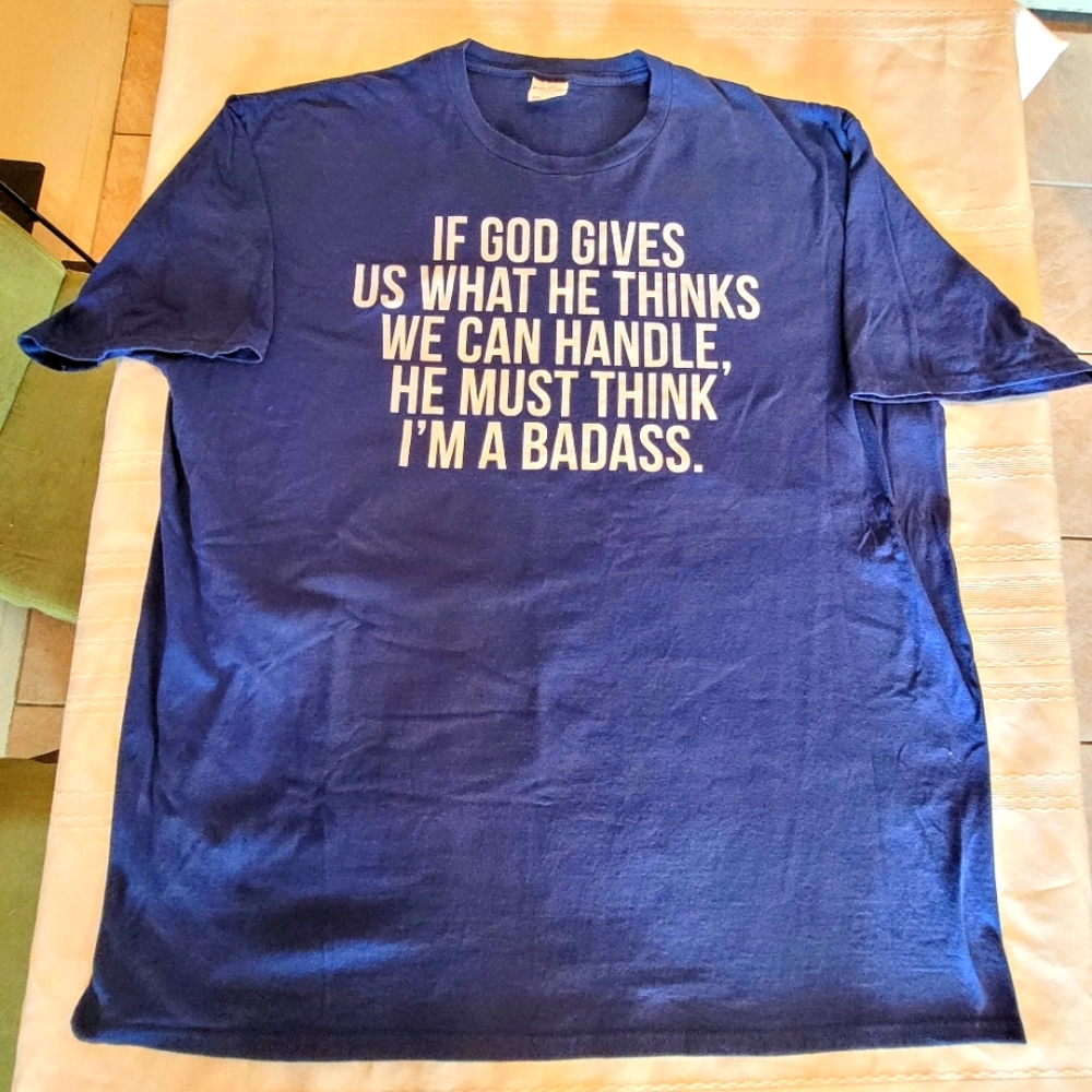 Graphic Tee Men's Unisex Size 2XL Navy Blue "If God Gives Us..."